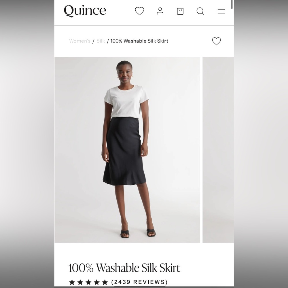 Black silk washable skirt